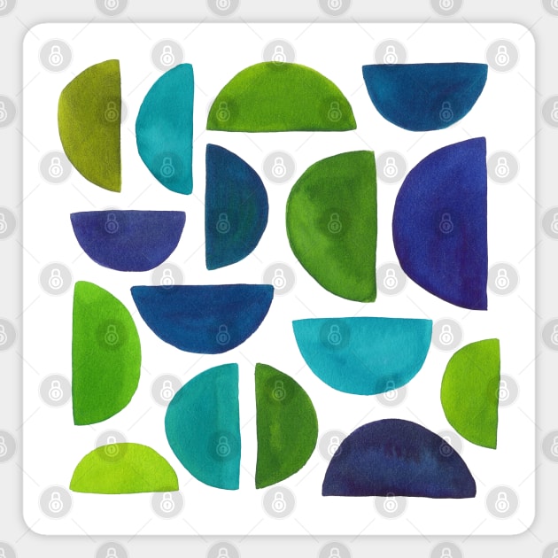 Blue Green Semi Circles Magnet by sallycummingsdesigns